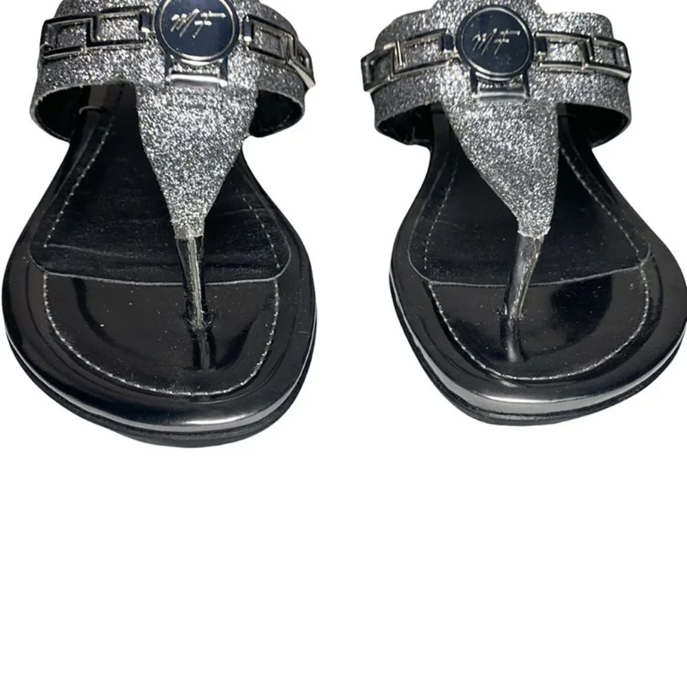 MARC FISHER Amina Metallic Dress Thong Wedge